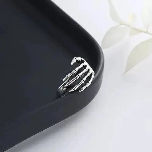 Jewelry × Vintage Skeleton Ring Hand Bones Goth Punk Rock Jewelry Chrome Size ONE SIZE - 2 Thumbnail
