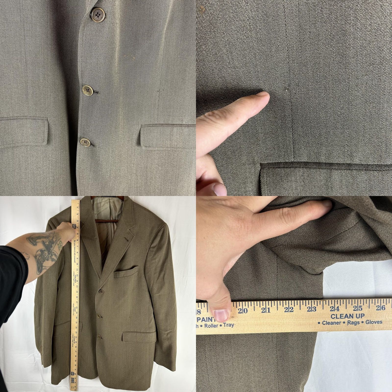 Cremieux Daniel Cremieux Sport Coat Mens 44R Brown Pure Wool Loro Piana Italy blazer coat business Notch 3-Button Sleeve Mens Regular Size 44R - 8 Thumbnail