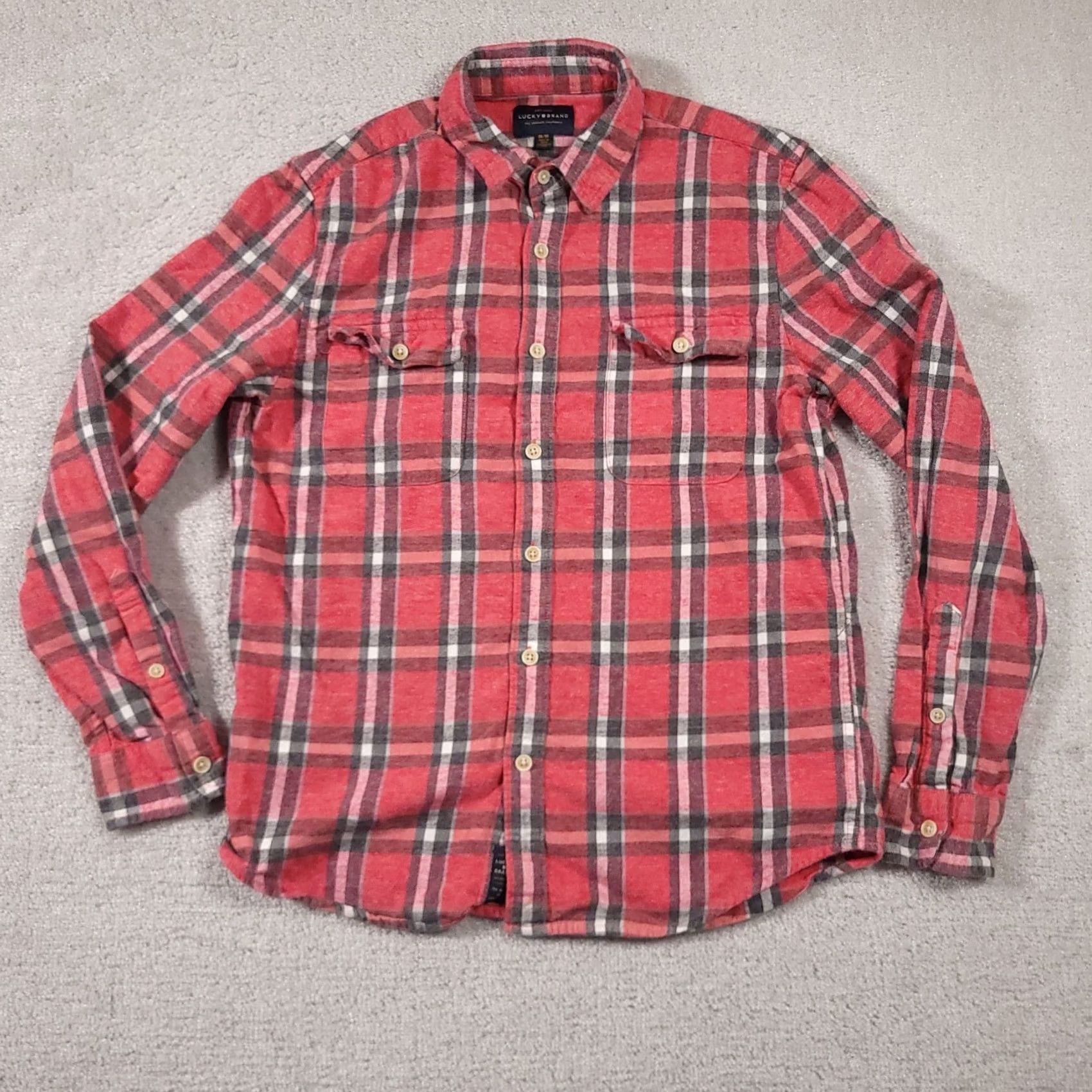 Lucky Brand Lucky Brand Flannel Shirt Mens Medium Red Plaid Button Up Casual Western Mens Regular Red Plaid Western 90s Modern Vintage-Style? Size US M / EU 48-50 / 2 - 2 Thumbnail