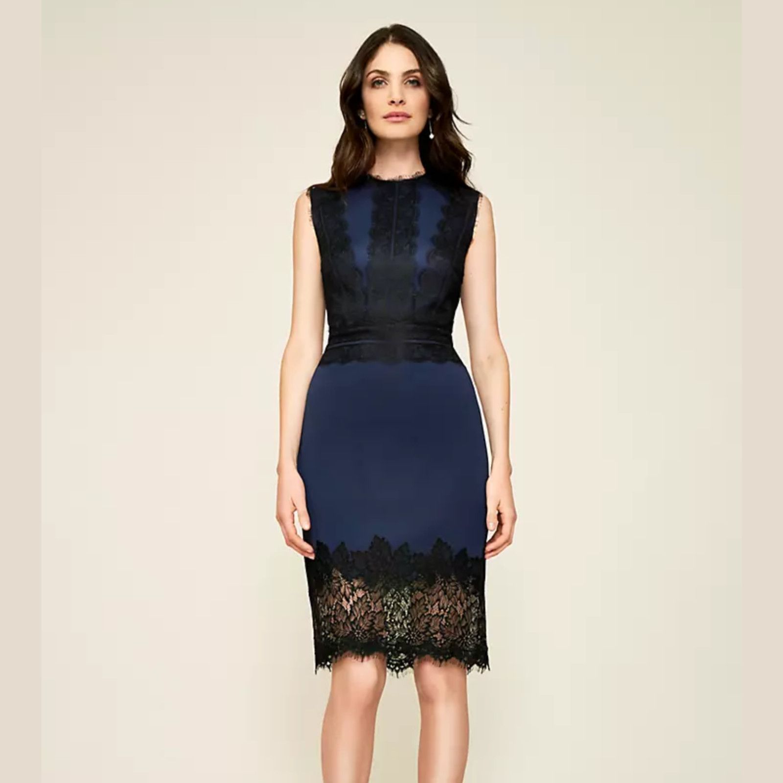 Tadashi Shoji TADASHI SHOJI Women's Lace-trimmed Milo Dress Scuba sheath Size M / US 6-8 / IT 42-44 - 1 Thumbnail