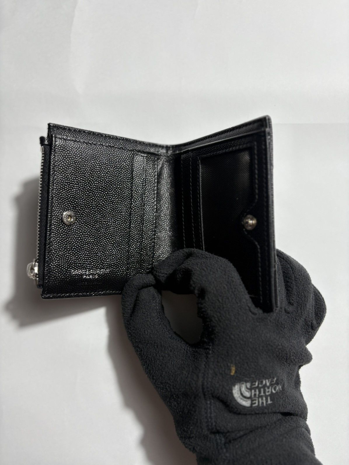 Saint Laurent Paris SAINT LAURENT GRAIN DE POUDRE CHEVRON MONOGRAM ZIPPED CARD Size ONE SIZE - 5 Thumbnail