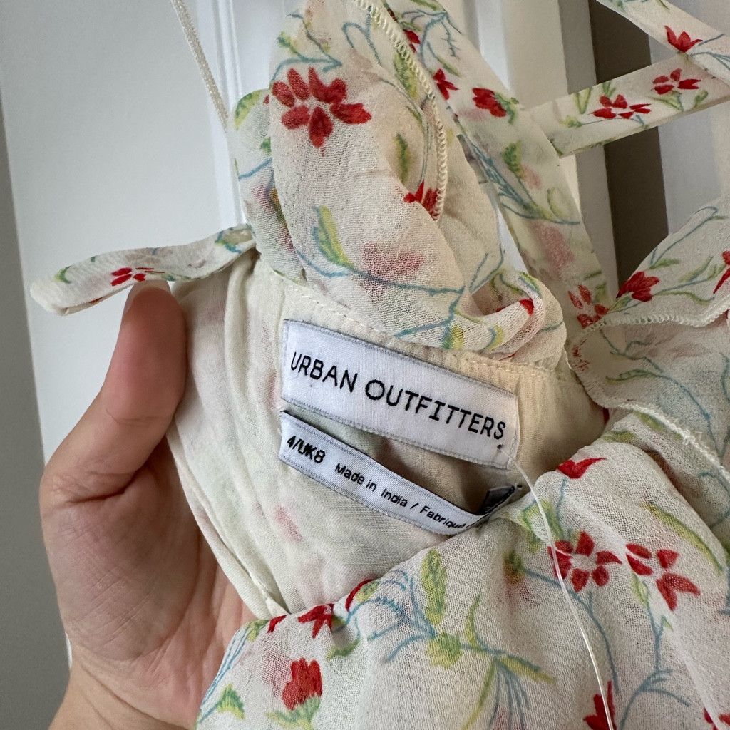 Urban Outfitters Floral Ruffle Halter Midi Dress Size S / US 4 / IT 40 - 7 Thumbnail