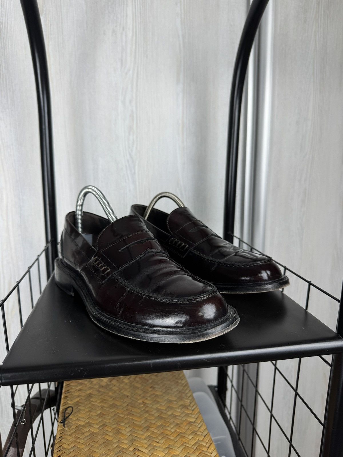 Boggi Boggi Milano Mens Burgundy Leather Penny Loafers size 40 Size US 7 / EU 40 - 4 Thumbnail