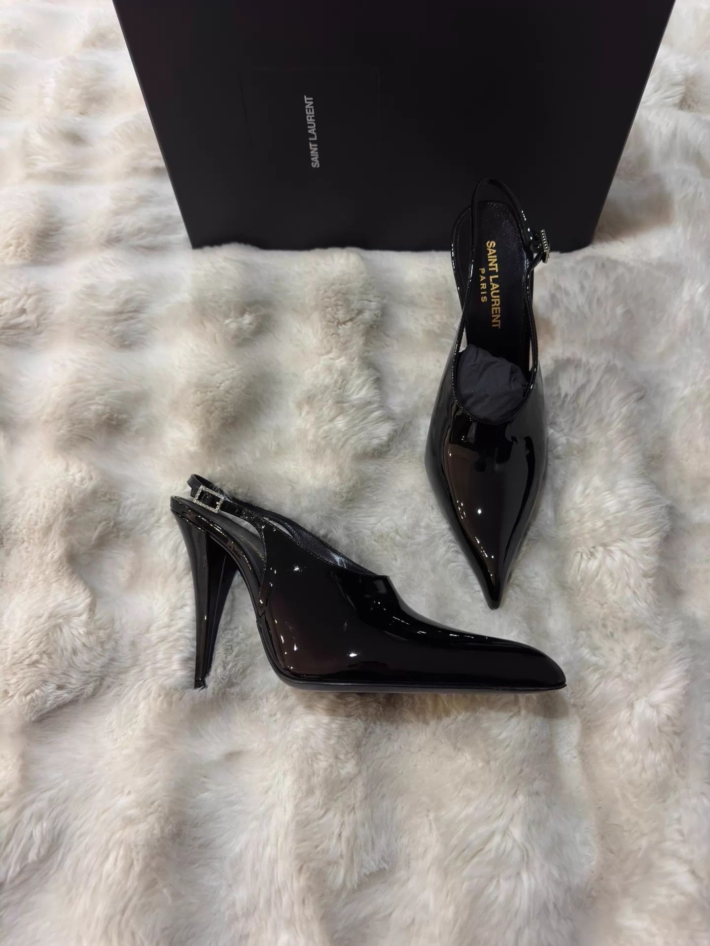Saint Laurent Paris Saint Laurent SLP new crystal patent leather pointed heels Size US 6.5 / IT 36.5 - 1 Thumbnail