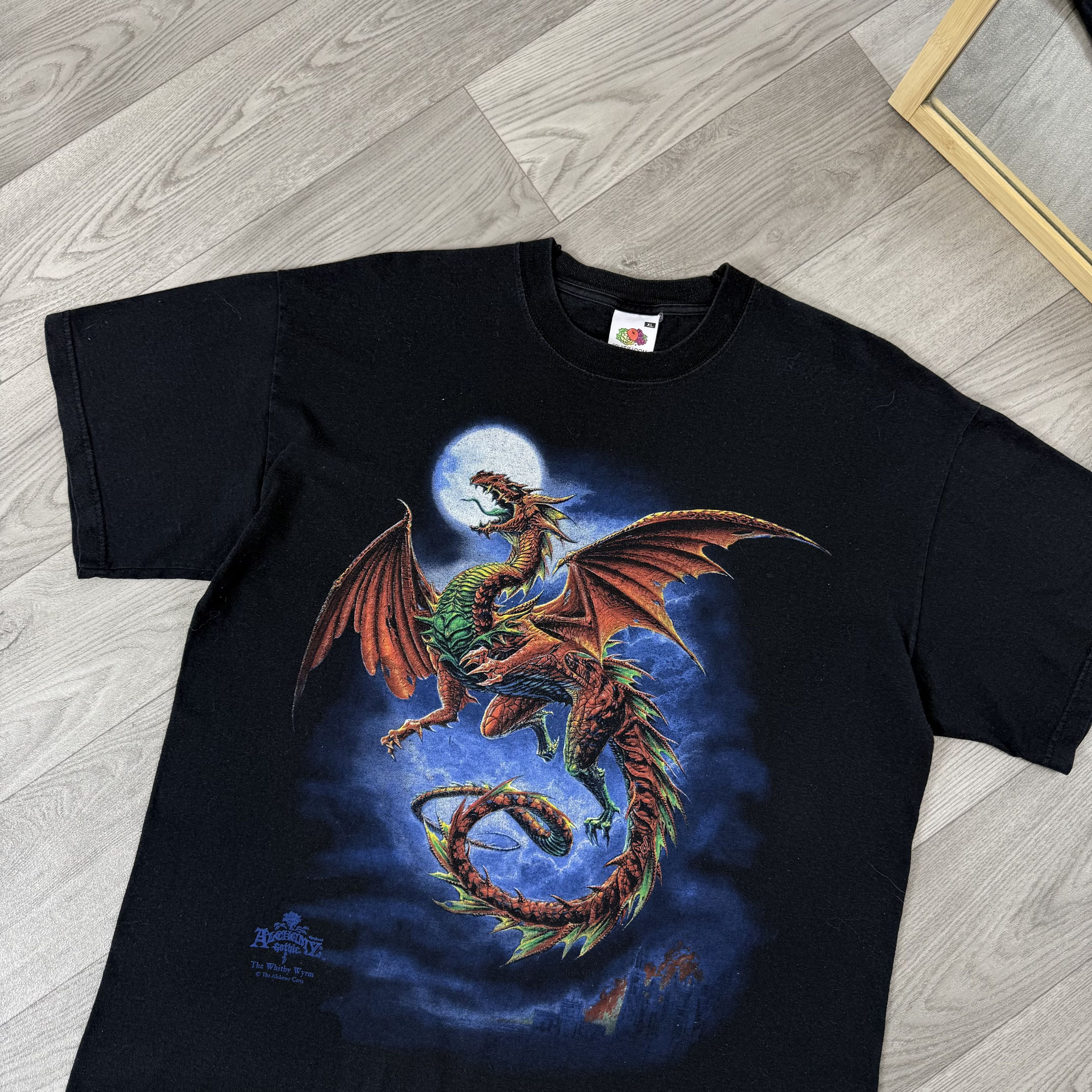Vintage Vintage Dragon Alchemy Gothic 90s Black Graphic Tee Shirt Size US XL / EU 56 / 4 - 4 Thumbnail