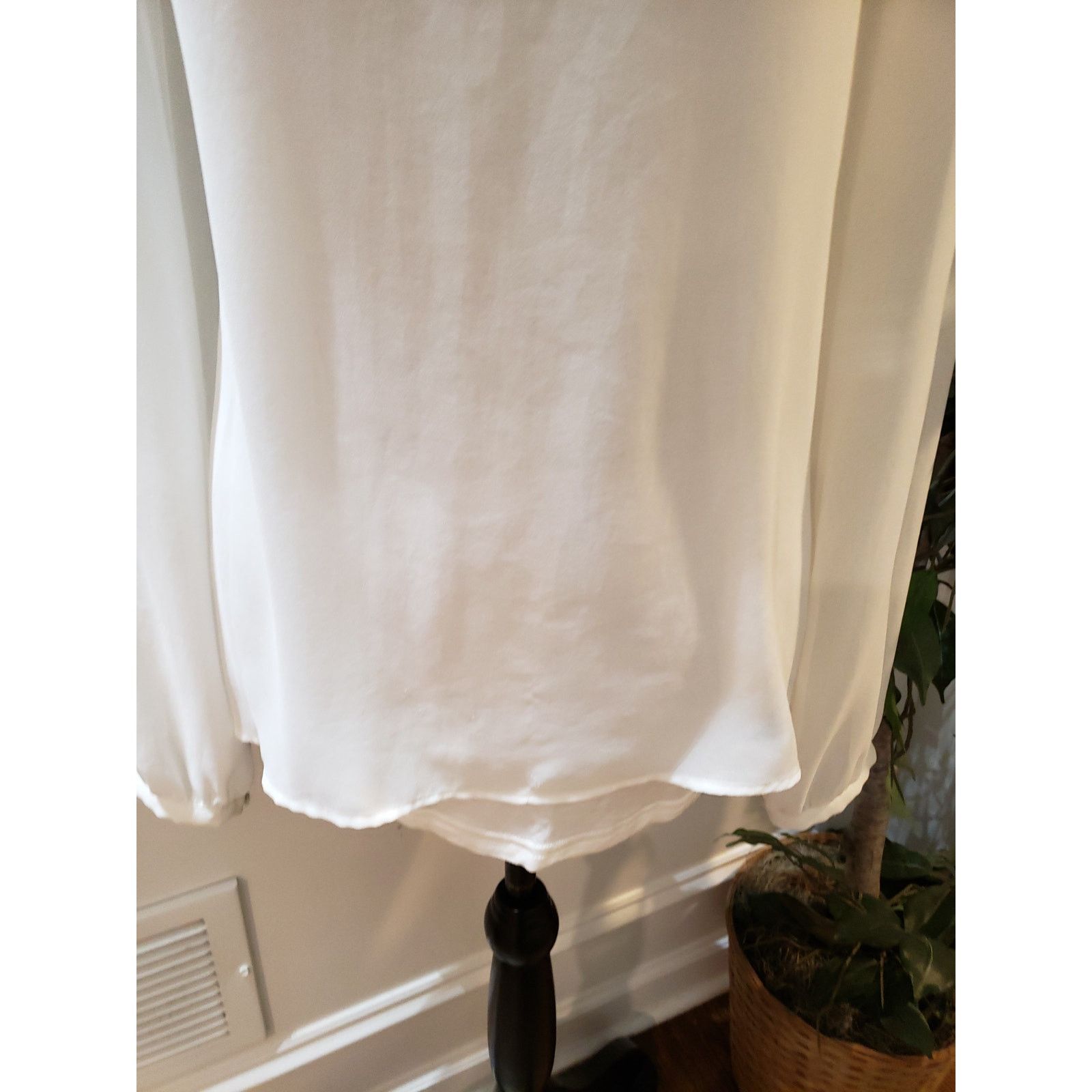 Zara Zara Woman Blouse White Sheer Long Sleeve Medium Top Size M / US 6-8 / IT 42-44 - 4 Thumbnail