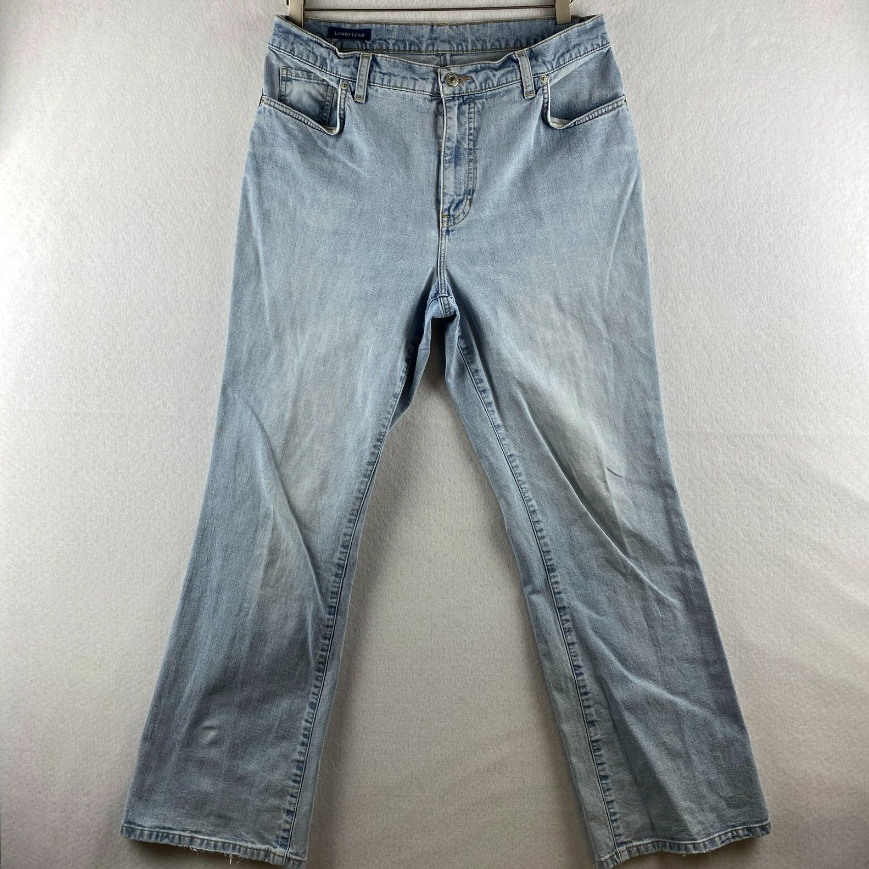 Lands' End Lands' End Jeans Womens 10 Bootcut Stretch Relaxed Distressed Light Wash Blue Jeans Size 32" / US 10 / IT 46 - 2 Thumbnail