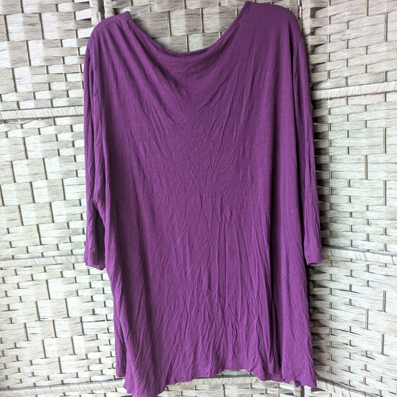 Vintage Ulla Popken Purple Tunic Top 3/4 Sleeve Embroidered Rayon Scoop Neck Plus Size 20W Casual Boho Size 3XL / US 20-22 - 3 Thumbnail
