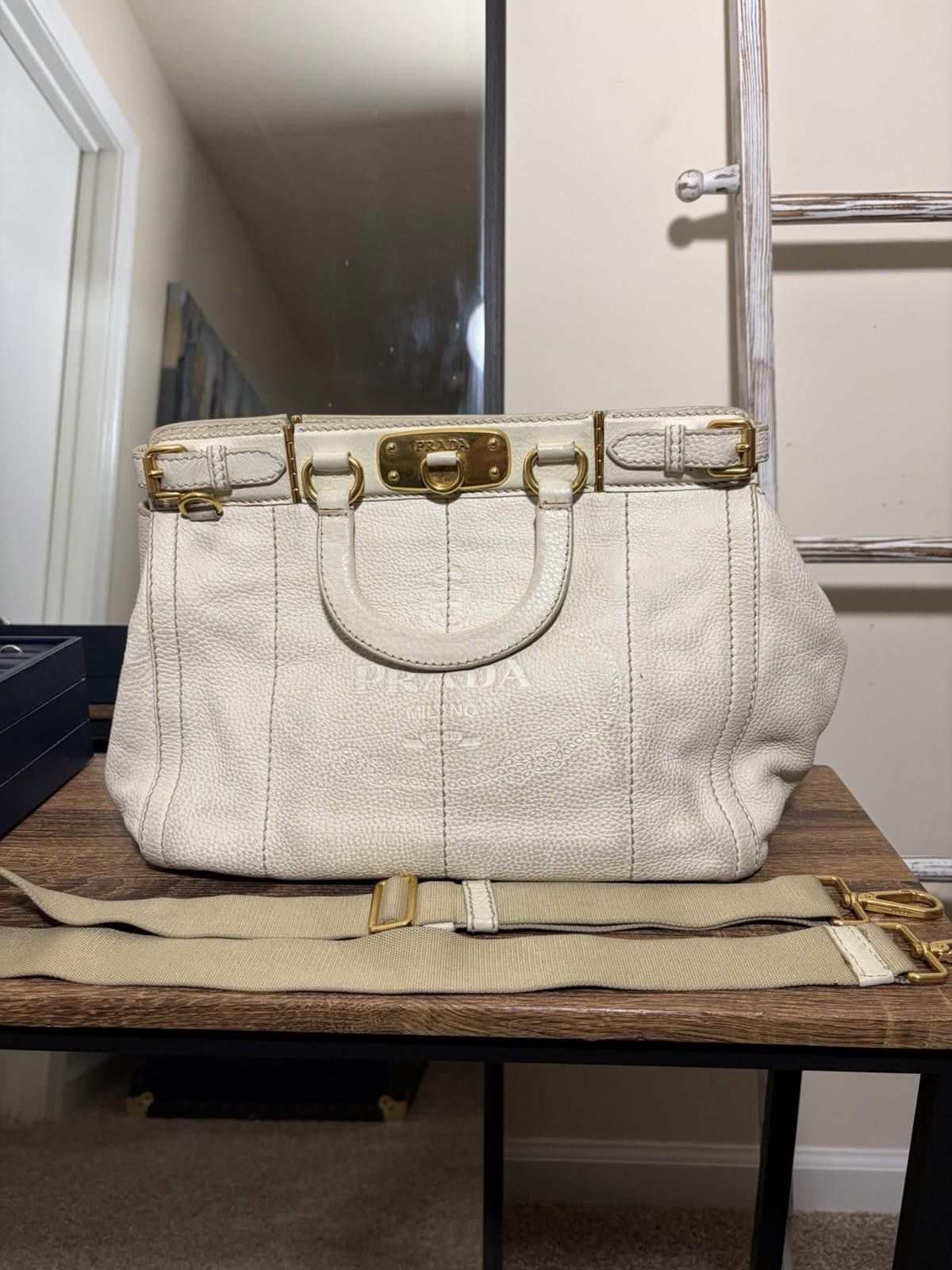 Prada Prada Vitello Daino Bauletto Leather Shoulder Doctor Handbag Size ONE SIZE - 1 Thumbnail