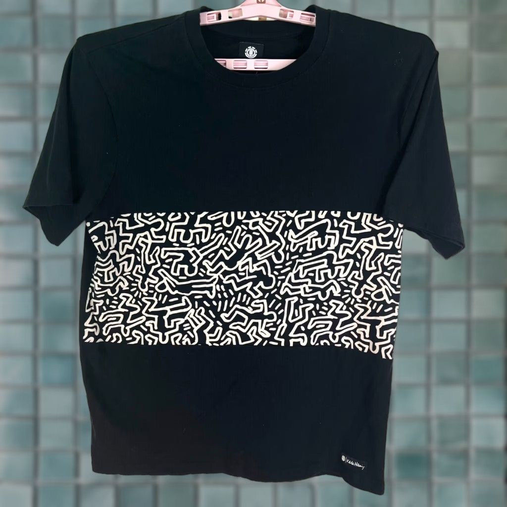 Element VINTAGE Keith Haring T-Shirt Men Large Black Art Graphic 80s Retro Crew Neck Short Sleeve Size US L / EU 52-54 / 3 - 1 Thumbnail