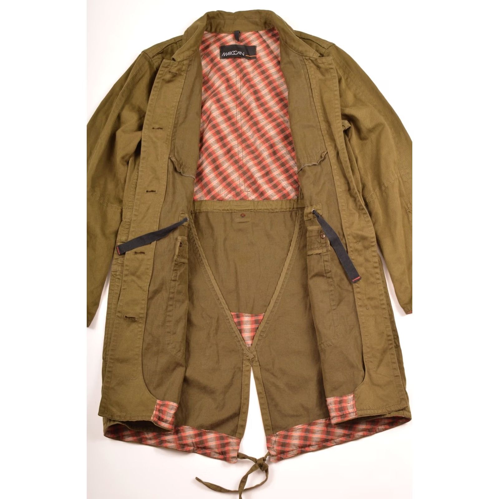 Marcs Marc Cain Designer Khaki Cotton Linen Parka Jacket KS 11.01 W27 Size N 4 Womens Coat Green 90s Style Size S / US 4 / IT 40 - 2 Thumbnail