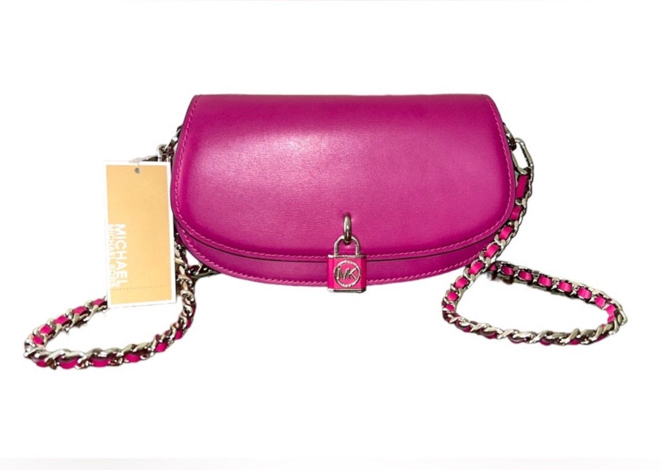 Michael Kors MICHAEL KORS Mila Leather Shoulder Sling Bag - Deep Fuchsia Size ONE SIZE - 1 Thumbnail