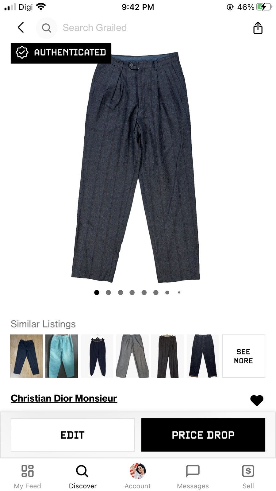 Christian Dior Monsieur CHRISTIAN DIOR MONSIEUR STRIPED WOOL TROUSERS #8100-203 Size US 31 - 10 Thumbnail