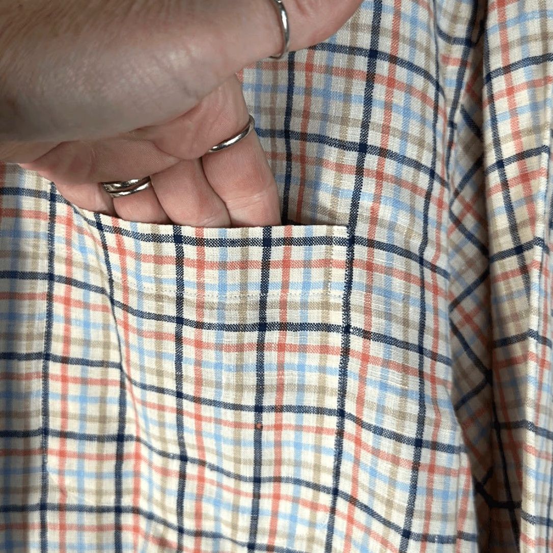 Brooks Brothers Brooks Brothers 346 Mens Linen Plaid Shirt L Long Sleeve Button-Up Multicolor Blue Tan Orange Size US L / EU 52-54 / 3 - 3 Thumbnail