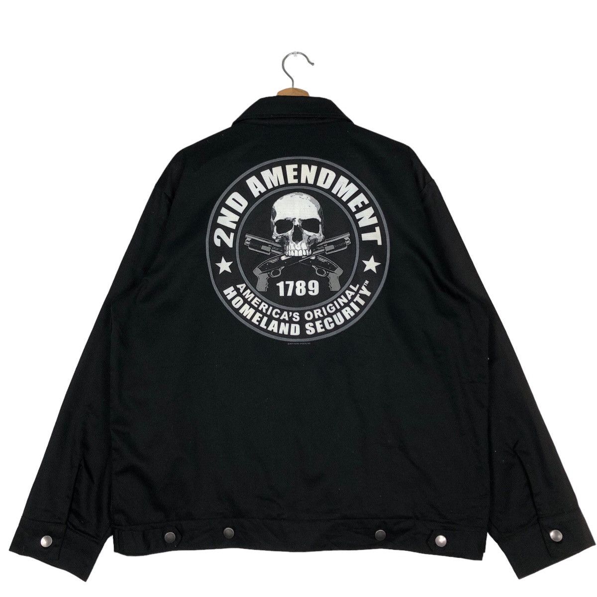 Vintage 🔥Vtg Bomber Jacket Biker Punk Design 2nd Amendment Skeleton Size US L / EU 52-54 / 3 - 1 Thumbnail
