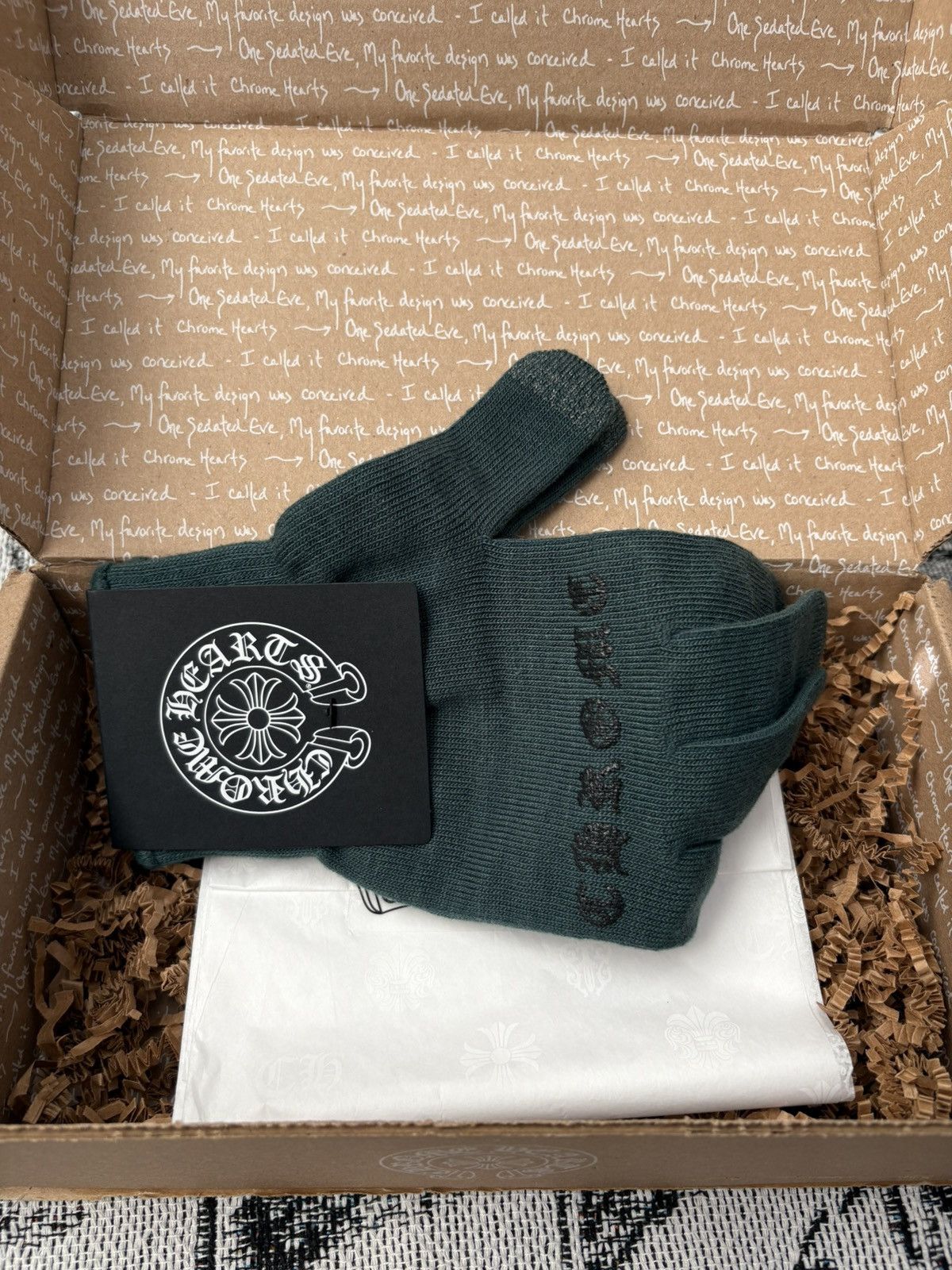 Chrome Hearts GLOVES WORK CHECKMATE MIDNIGHT GREEN Size ONE SIZE - 1 Thumbnail