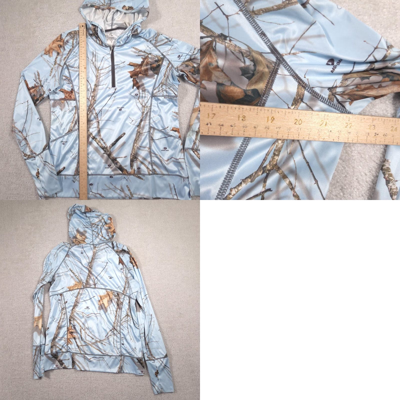 Vintage Energy Zone Hoodie Womens XL Blue 1/4 Zip Pullover Lightweight Mossy Oak Camo Size XL / US 12-14 / IT 48-50 - 8 Thumbnail