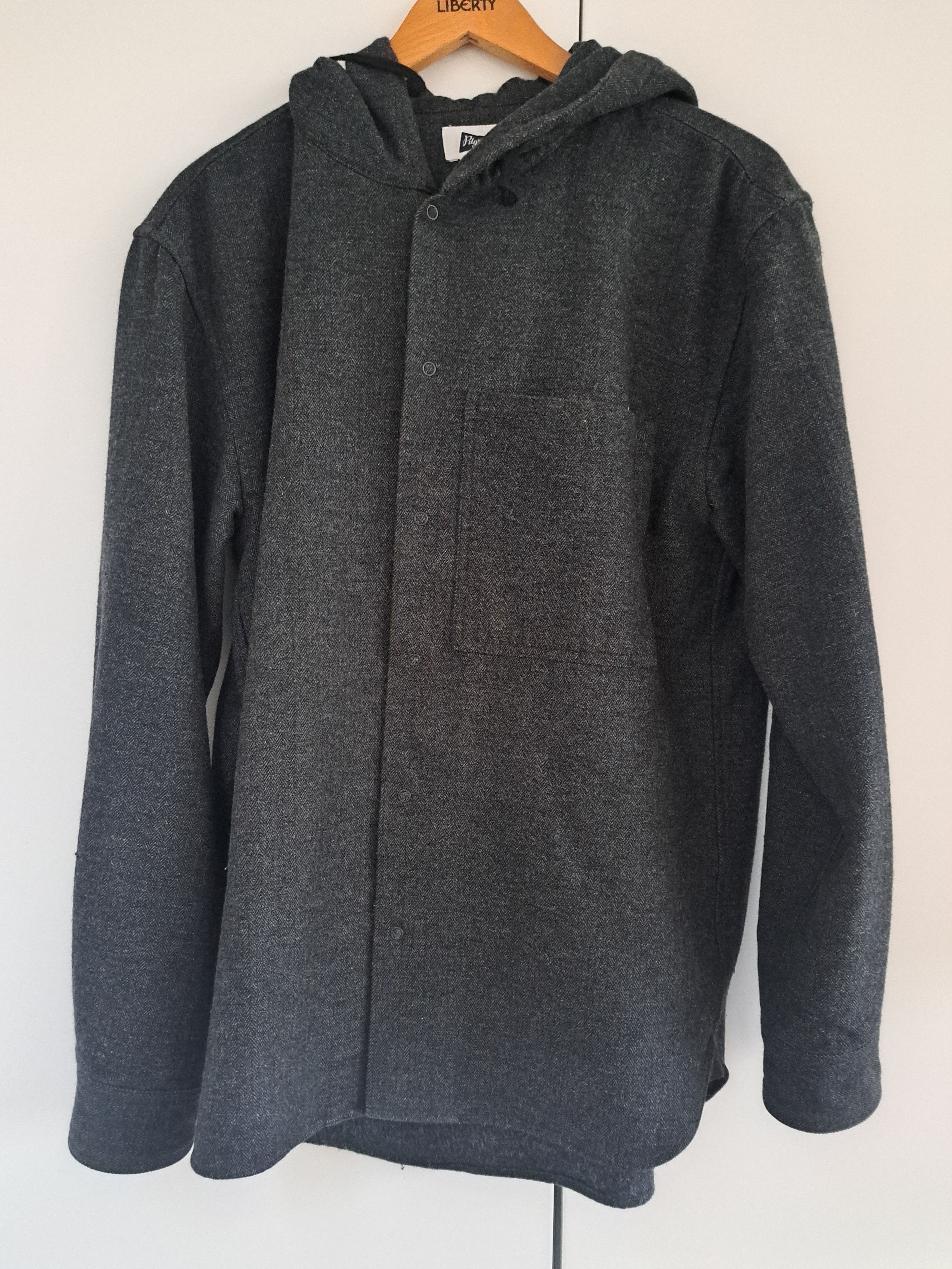 Pilgrim Surf + Supply Boyce Herringbone Wool Hooded Shirt Size US L / EU 52-54 / 3 - 1 Thumbnail