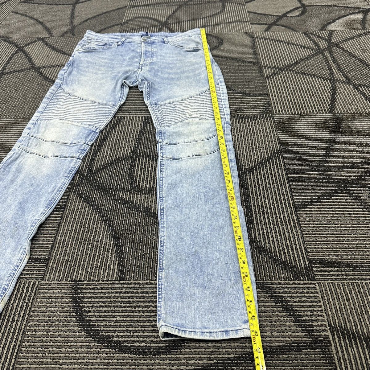 H&M Faded H&M Divided Skinny Biker Jeans Balmain Paris Style Size US 34 / EU 50 - 15 Thumbnail