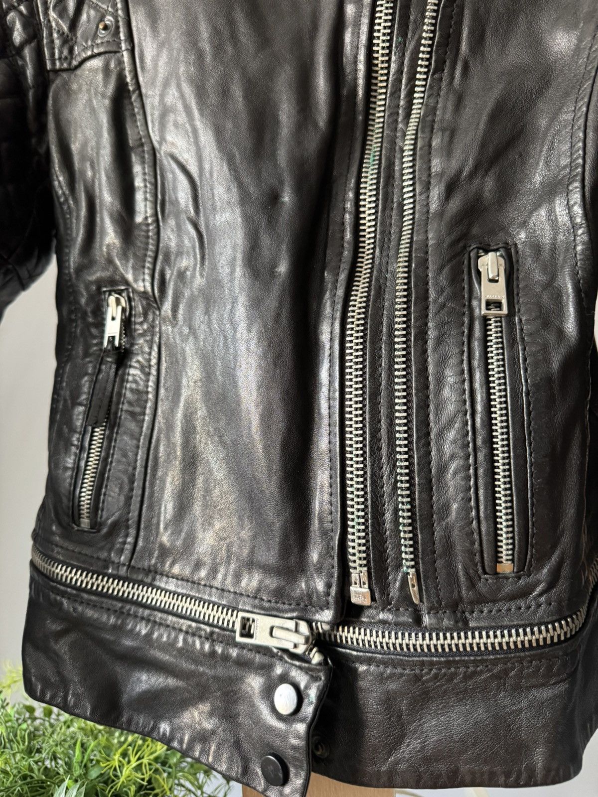 Allsaints All Saints Black Leather Jacket with Quilted Sleeves Size S / US 4 / IT 40 - 11 Thumbnail