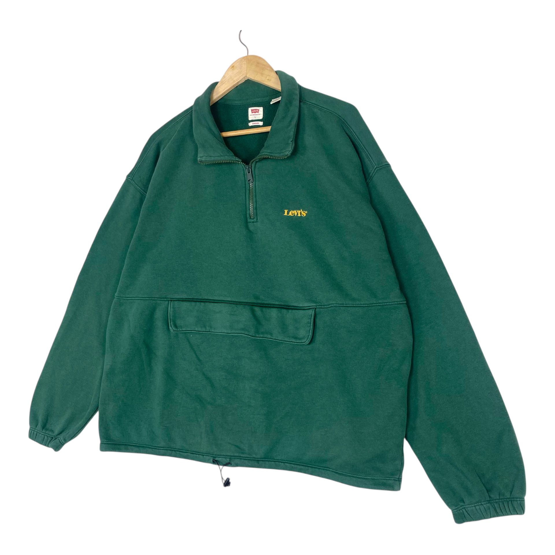 Levi's Vintage Clothing 💥 LEVIS HALFZIP PULLOVER GREEN SWEATSHIRT Size US L / EU 52-54 / 3 - 2 Thumbnail