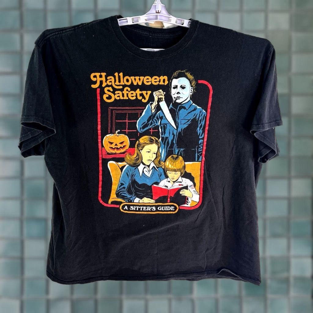 Vintage Halloween Michael Myers Shirt XL Black A Sitter’s Guide Safety Size US XL / EU 56 / 4 - 1 Thumbnail
