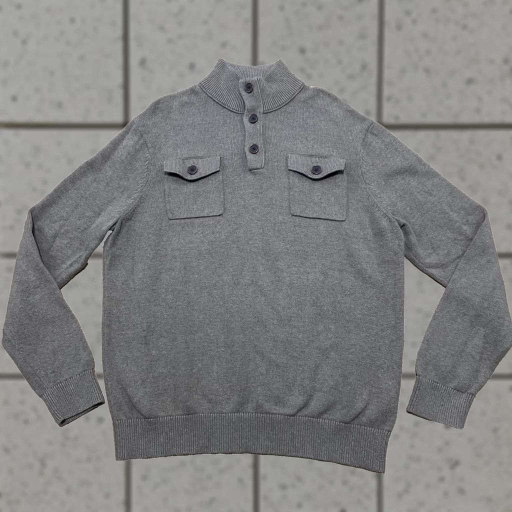 Banana Republic Banana Republic Sweater Men XL Military Henley Gray Brown Chunky-Knit Pullover Shirt Casual Size US XL / EU 56 / 4 - 1 Thumbnail