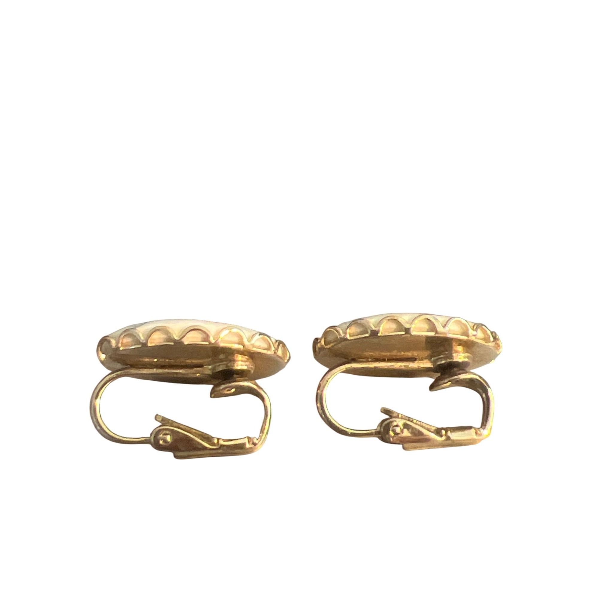 Other Vintage Ceramic Porcelain Clip on Earrings Transferware Gold Size ONE SIZE - 3 Thumbnail