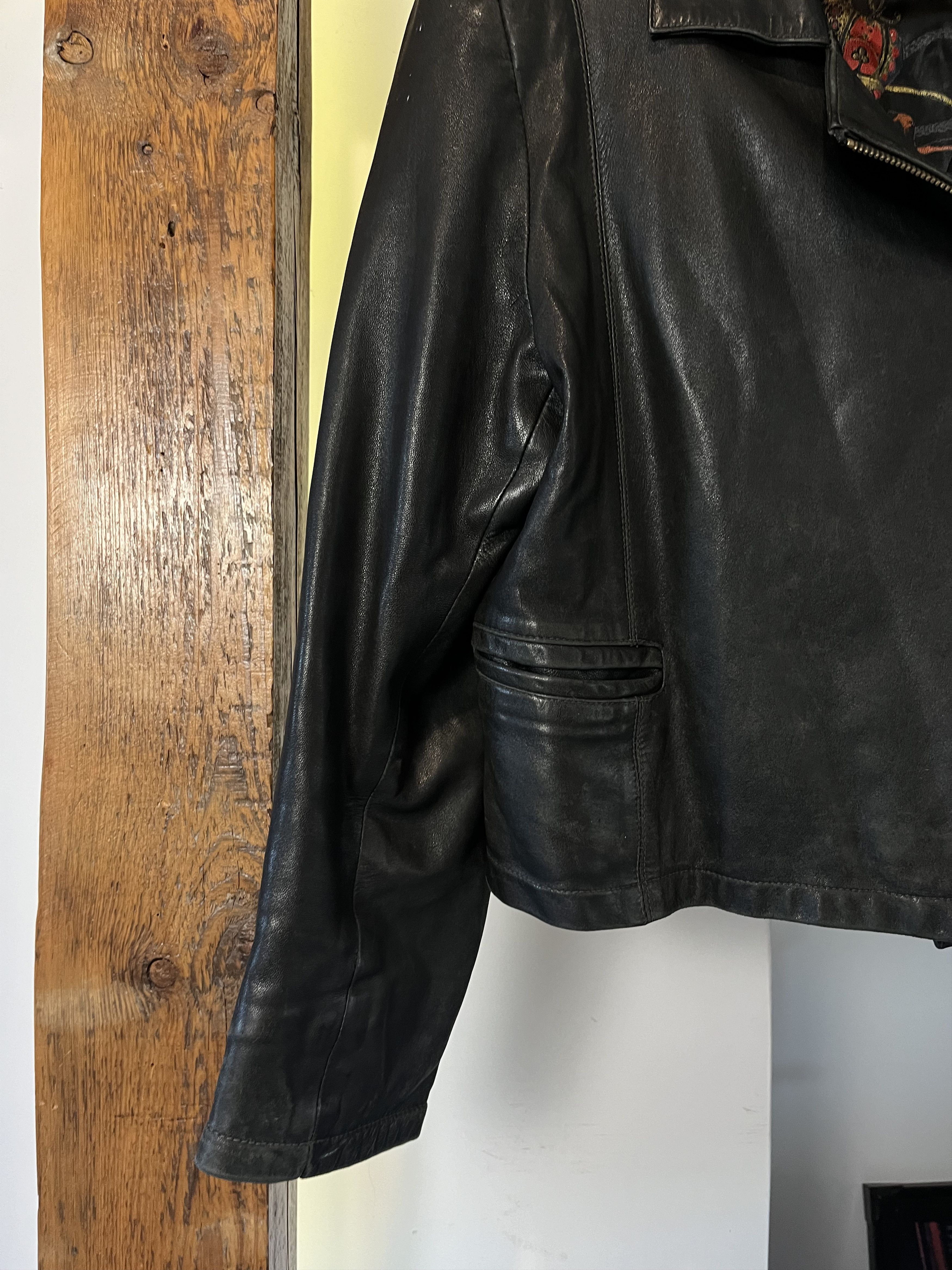 Vintage 90s Real Lambs Leather Biker Jacket Size S / US 4 / IT 40 - 4 Thumbnail