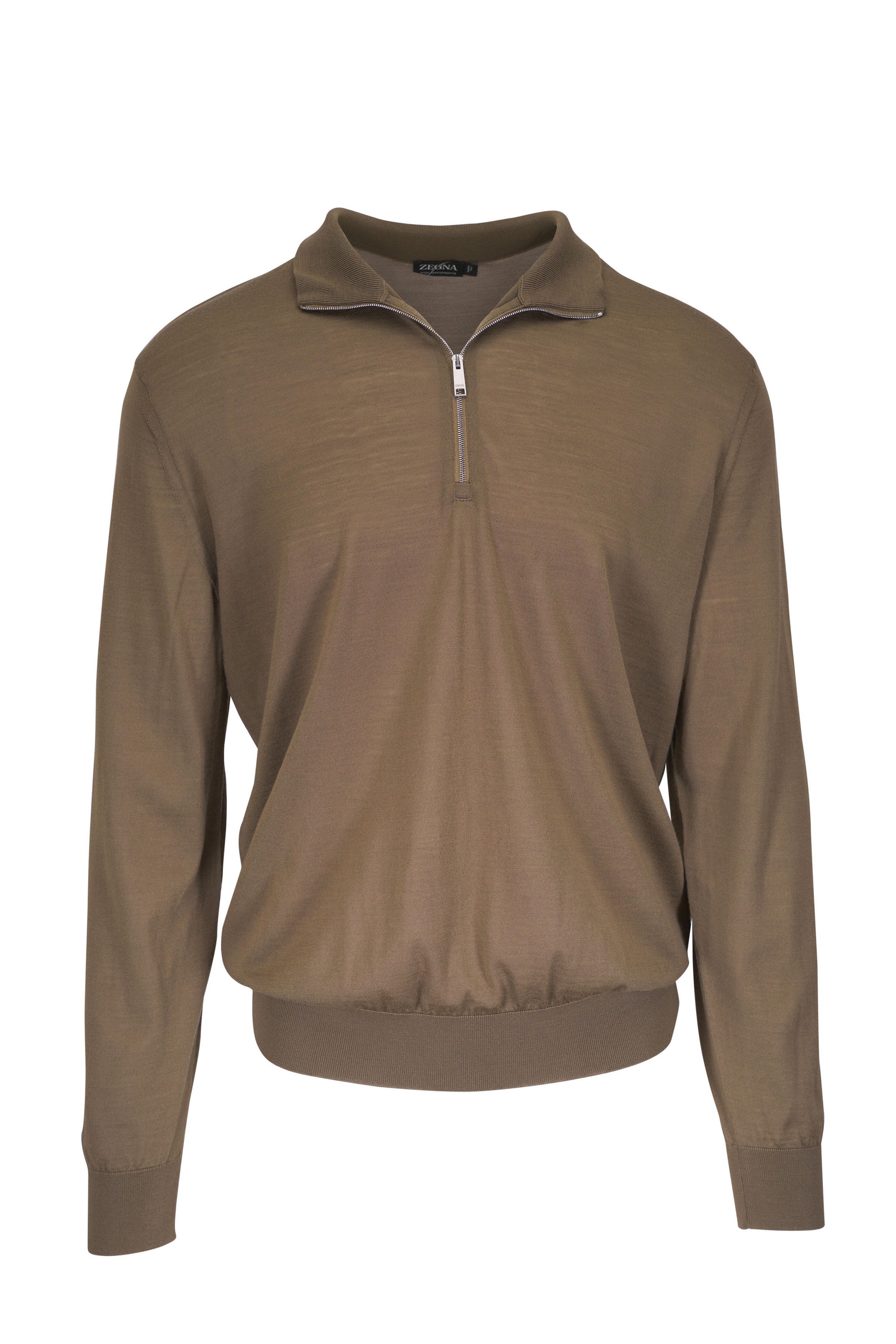 Z Zegna o1mtch0225 Wool Quarter Zip Pullover in Green Size US M / EU 48-50 / 2 - 1 Thumbnail