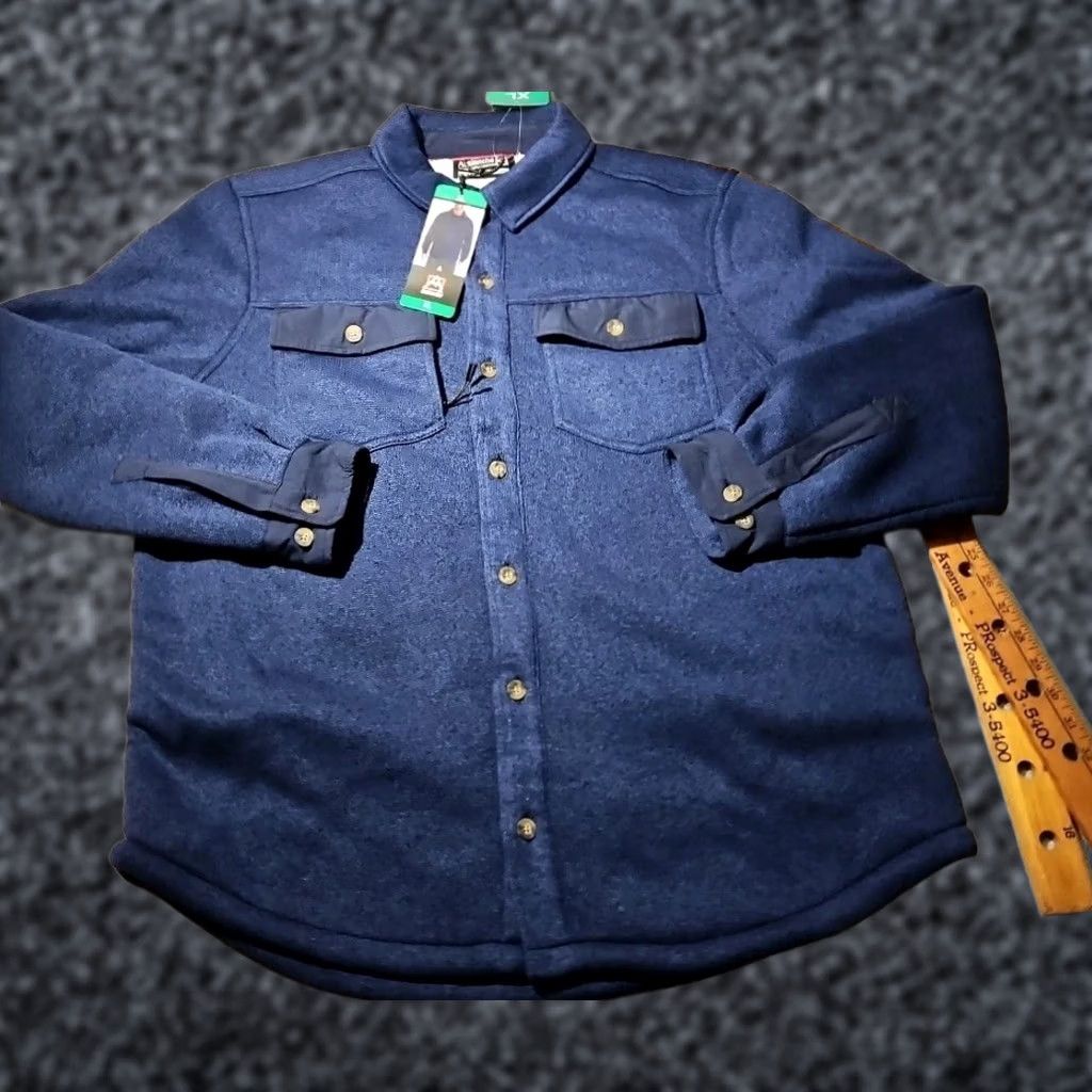 Avalanche VNT Avalanche Shirt Mens XL Blue Fleece Sherpa Lined Button Flap Pocket Shacket Size US XL / EU 56 / 4 - 1 Thumbnail