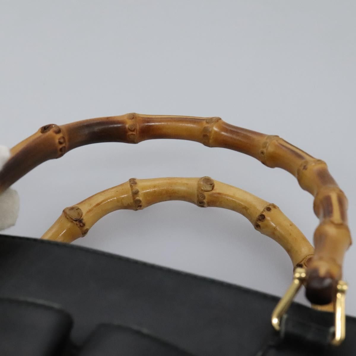 Gucci GUCCI Bamboo Hand Bag Leather Black Gold 000 2122 000 2122 Size ONE SIZE - 8 Thumbnail