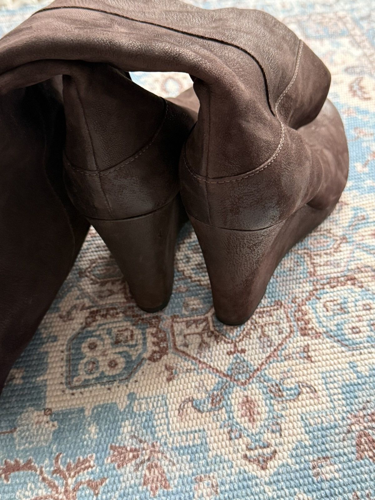 Prada Archive Prada 2000s Leather Knee Wedge Dark Brown Boots Sz41 Size US 11 / IT 41 - 6 Thumbnail