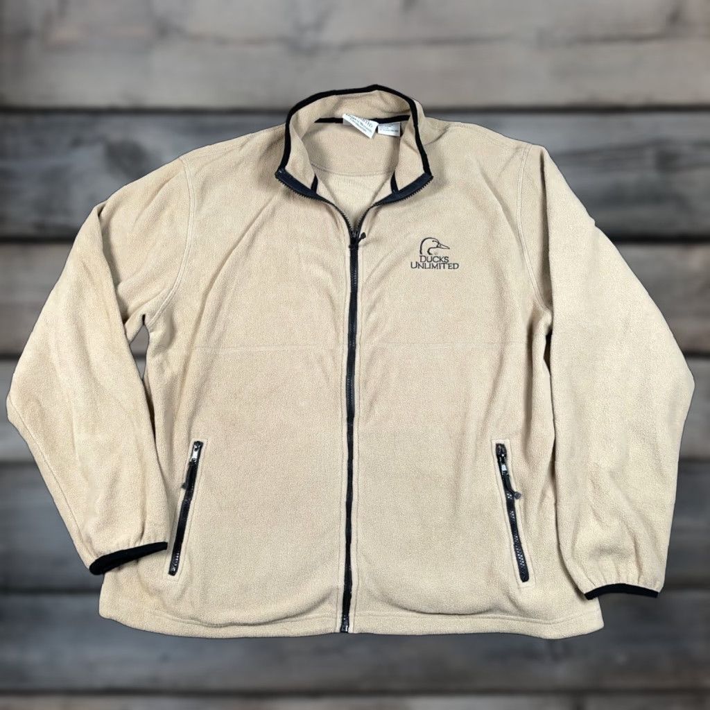 Logo 7 Ducks Unlimited Fleece Jacket Adult XL Beige Embroidered Logo Zip Full Zip Pockets Casual Outdoors Men's Size US XL / EU 56 / 4 - 1 Thumbnail
