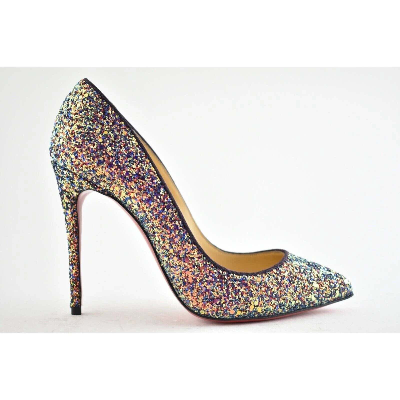 Christian Louboutin Pigalle Follies 100 Glitter Milkyway Blue Red Heel Pump 36.5 Size US 6.5 / IT 36.5 - 2 Thumbnail