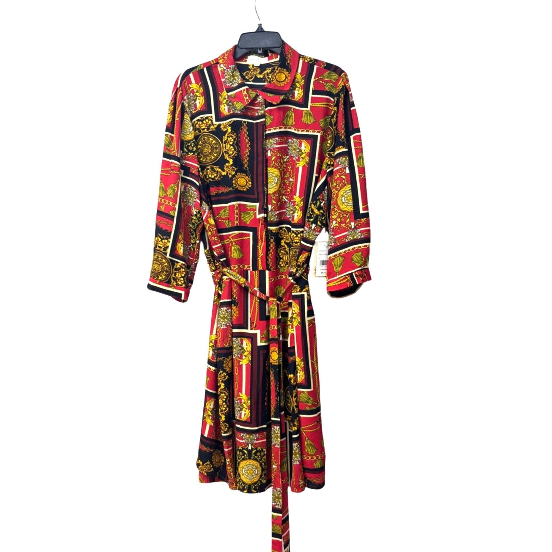 Other BeBop Trendy Plus Size Chain-Print Shirtdress, Scarlet/Blac Size ONE SIZE - 1 Thumbnail