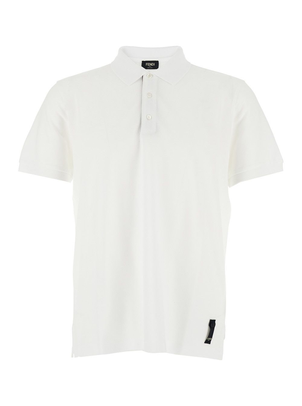 Fendi White Polo Shirt with Logo Patch on the Front in Cotton Pique Man Size US S / EU 44-46 / 1 - 1 Thumbnail
