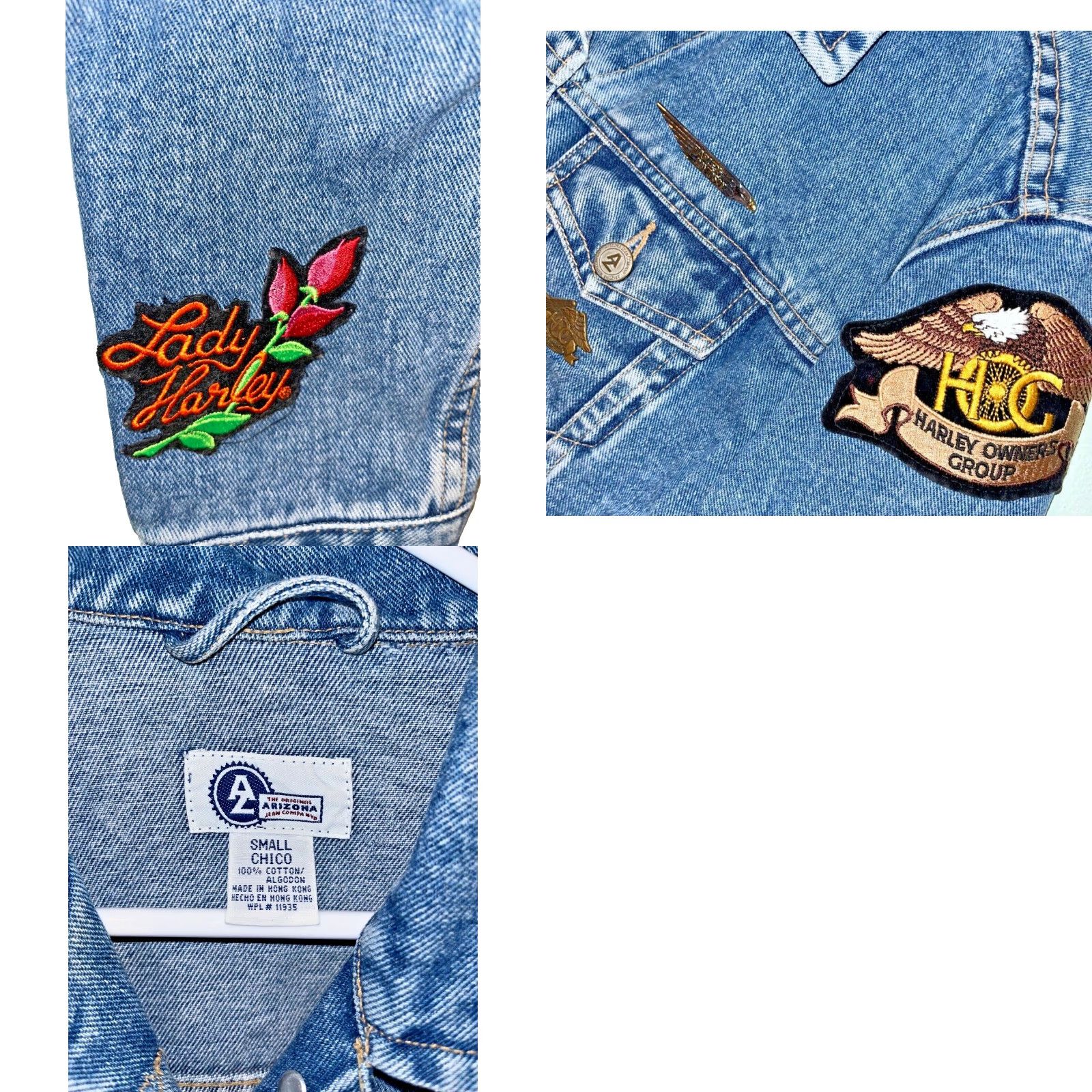 Vintage VINTAGE Arizona Harley Davidson Patches Denim Jean Motorcycle Jacket Sz. S Size 28" / US 6 / IT 42 - 8 Thumbnail