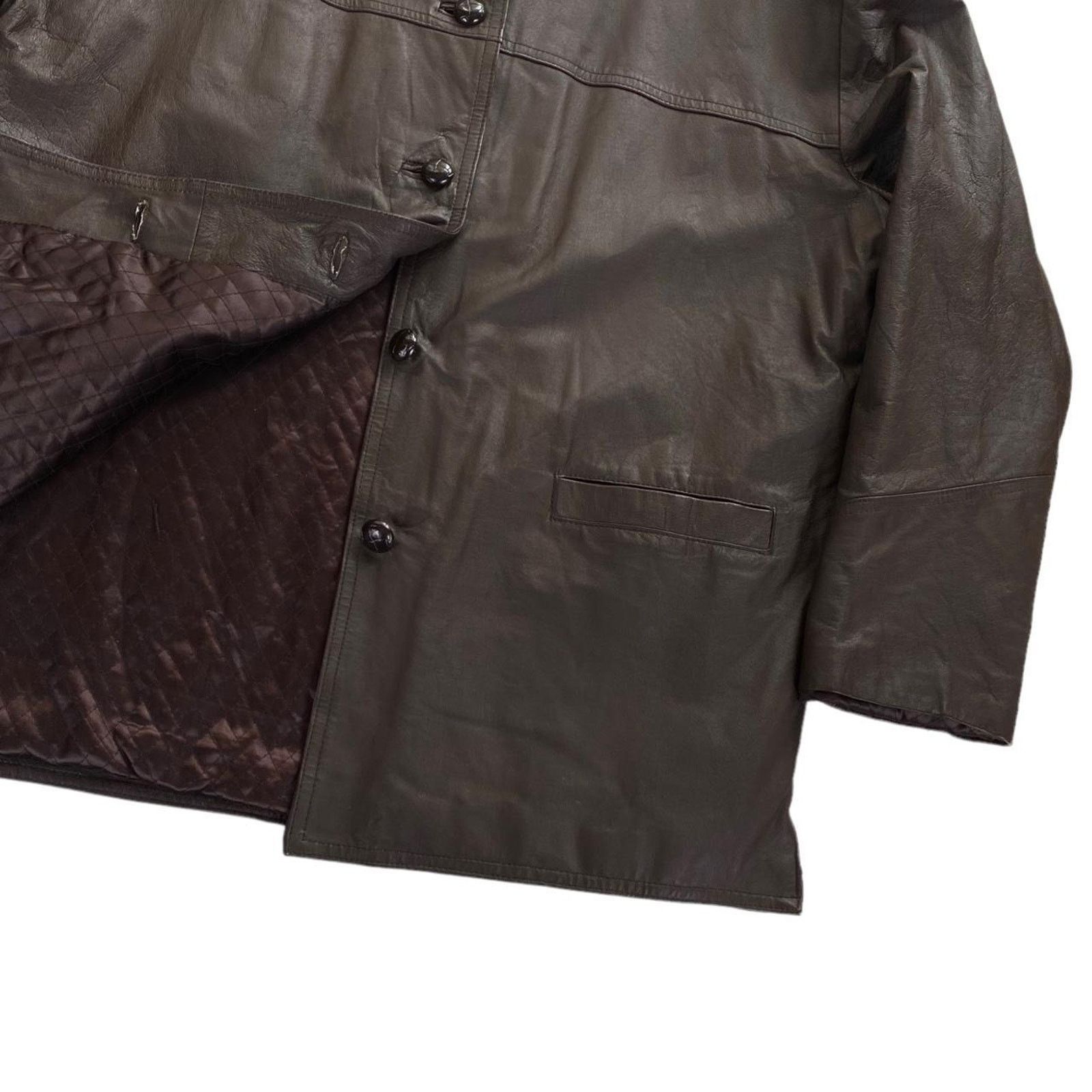 Vintage 90s Vintage Chocolate Brown Leather Jacket Overcoat Size US XL / EU 56 / 4 - 3 Thumbnail