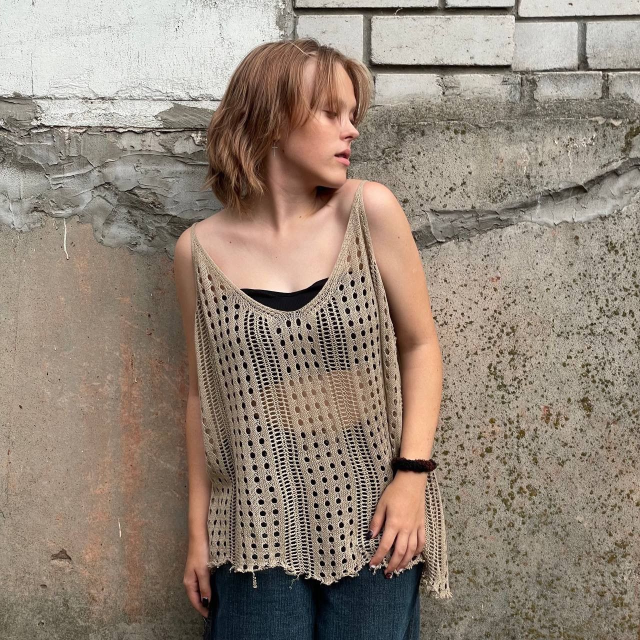 Japanese Brand × Vintage Vintage Japanese Style Tank Top Y2K 90s Knit Size 3XL / US 20-22 - 1 Thumbnail