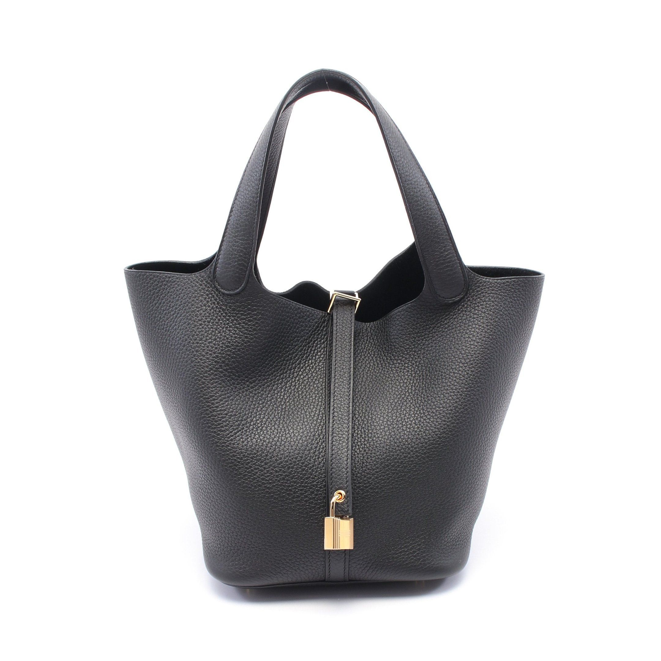 Hermes Hermes Picotane Lock Mm Handbag Clemence Leather Black Gold Hardware Double Engraved Size ONE SIZE - 1 Thumbnail