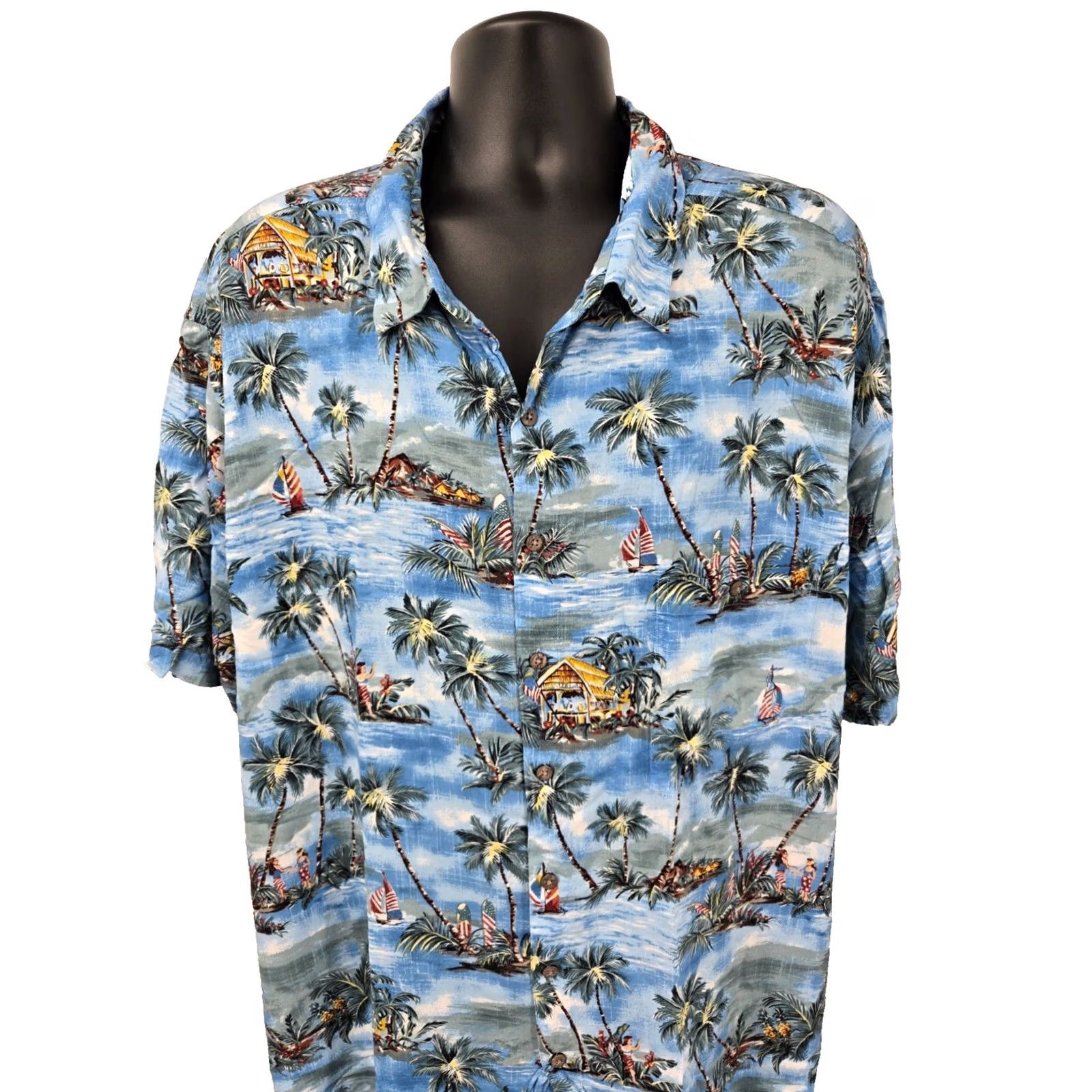 Vintage Batik Bay Hawaiian Shirt 4XB BIG Blue Floral Aloha Camp Lightweight Men Shirt Big & Tall Blue Floral Summer Holiday 90s Hawaii Mens Size US XXL / EU 58 / 5 - 2 Thumbnail