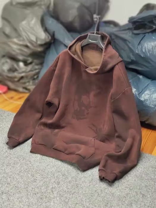 Japanese Brand 💀 Vintage 90's Sun Faded Silhouette Boxy Brown Blank Hoodie Size US M / EU 48-50 / 2 - 12 Thumbnail