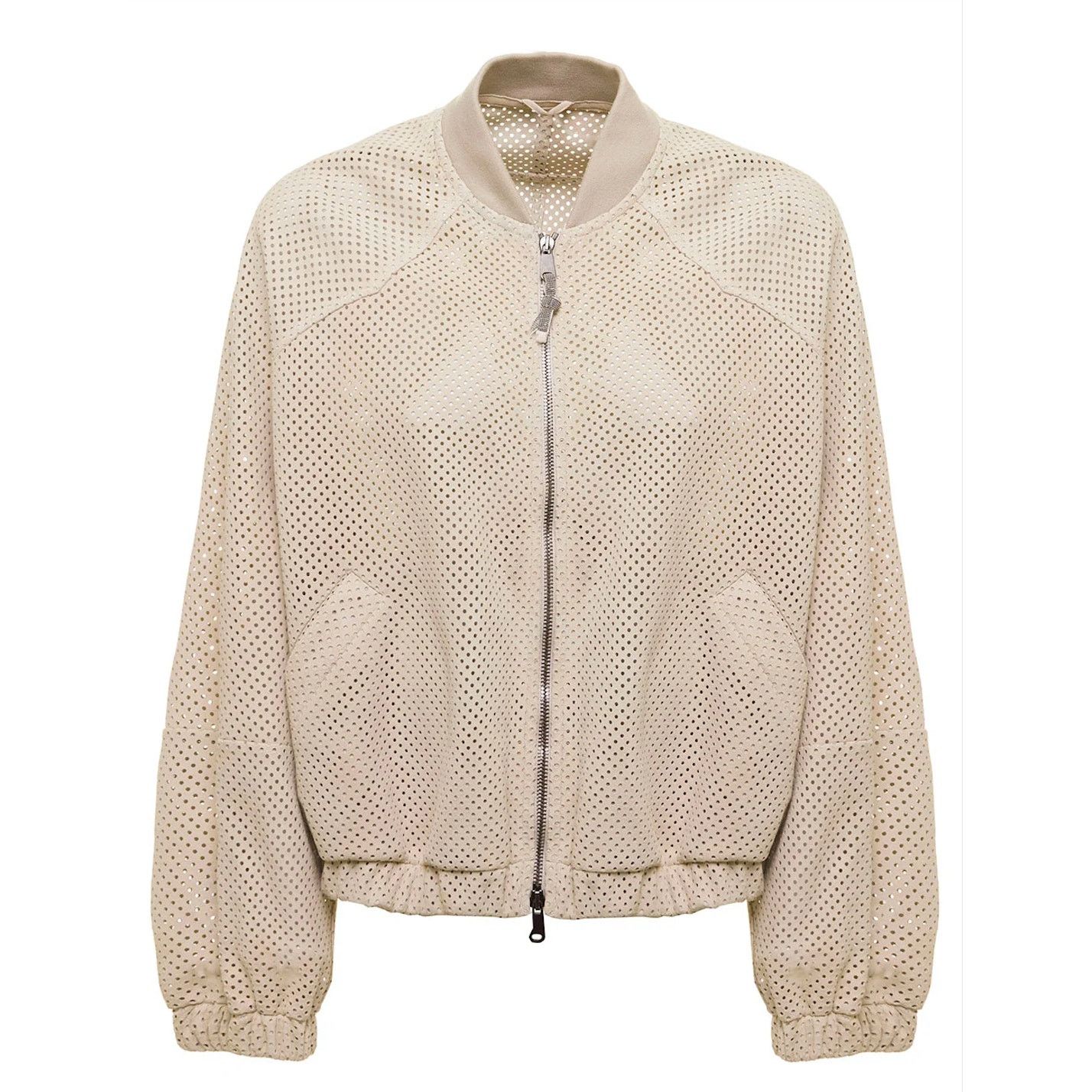 Brunello Cucinelli NWT Brunello Cucinelli Tan Laser Cut Leather Bomber 48 / XL Size XL / US 12-14 / IT 48-50 - 1 Thumbnail