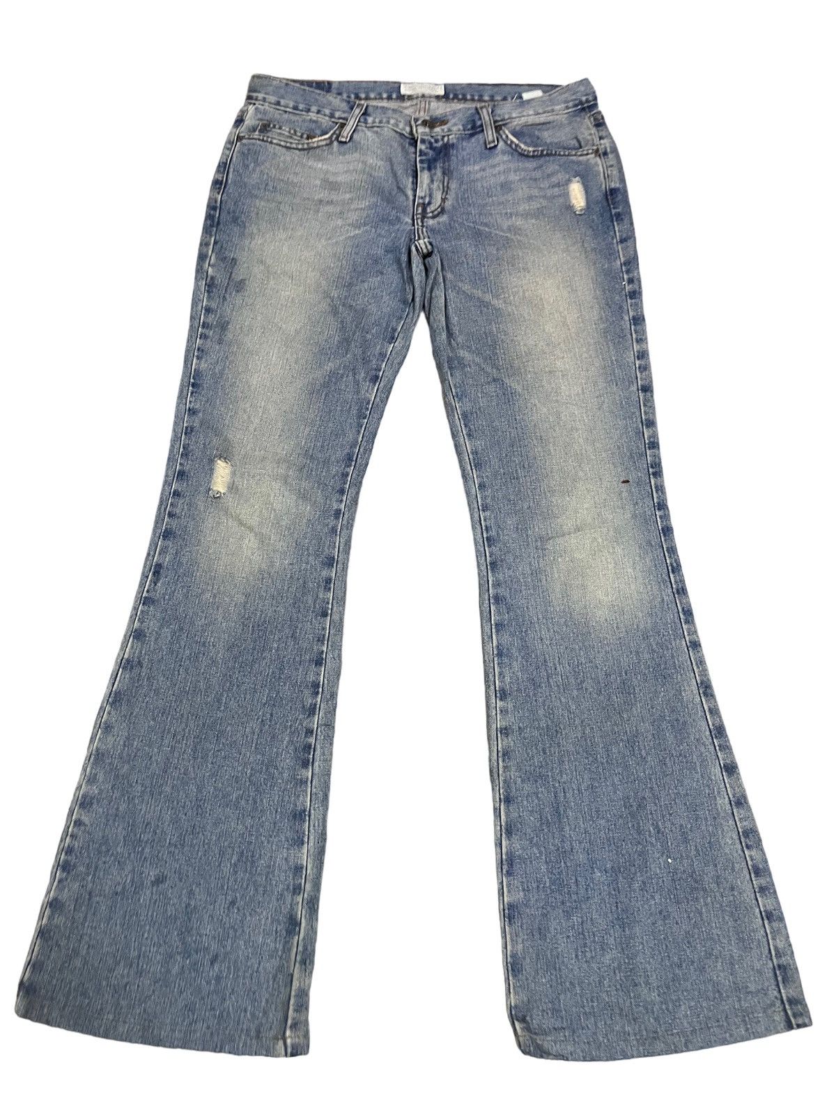American Apparel × American Eagle Outfitters × American Rag Vintage AOE Distressed Flare Mud Wash Style Jeans Size US 33 - 9 Thumbnail