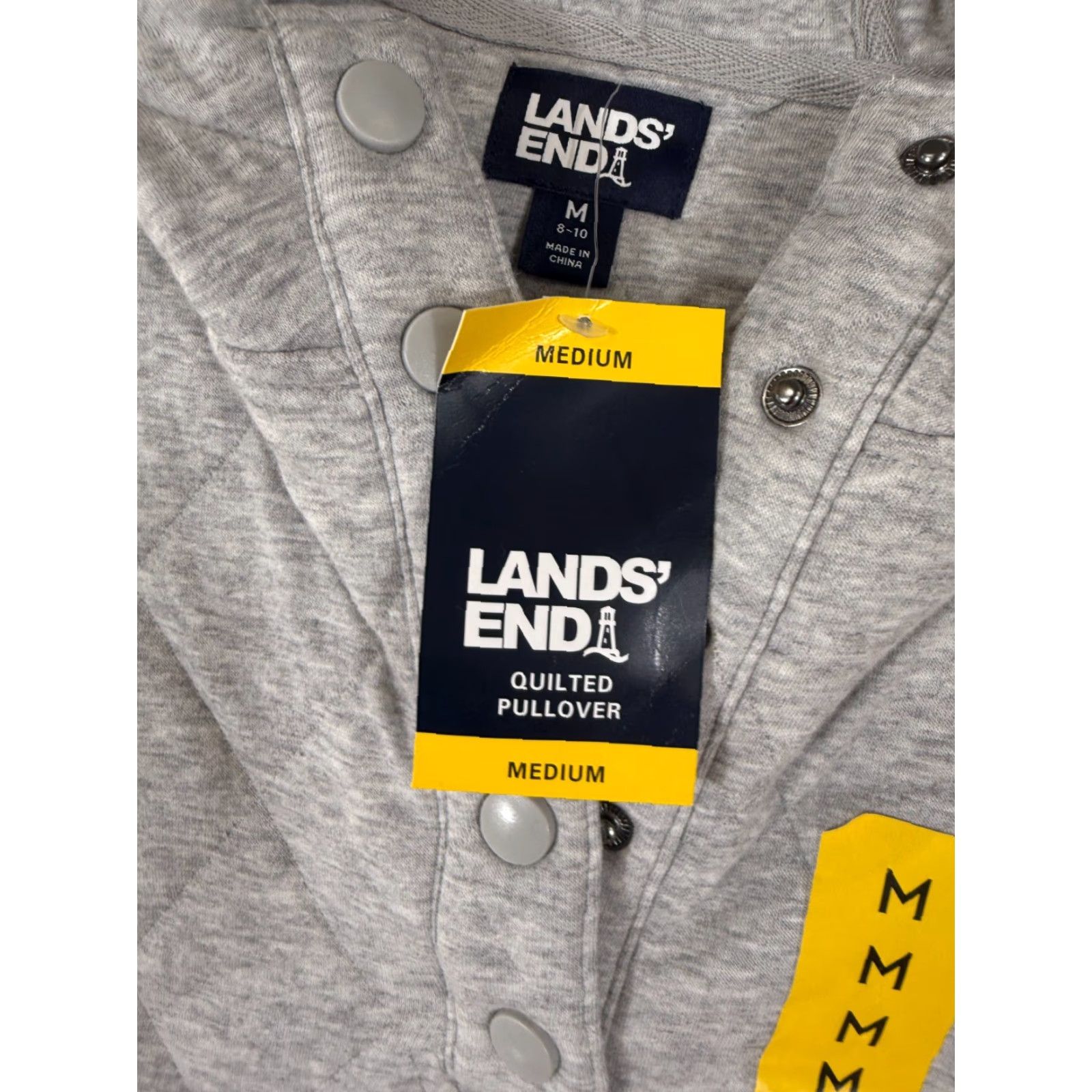 Lands' End Lands' End Quilted Pullover Hooded Sweatshirt Womens M(8-10) Grey Snap Front NWT Size M / US 6-8 / IT 42-44 - 5 Thumbnail