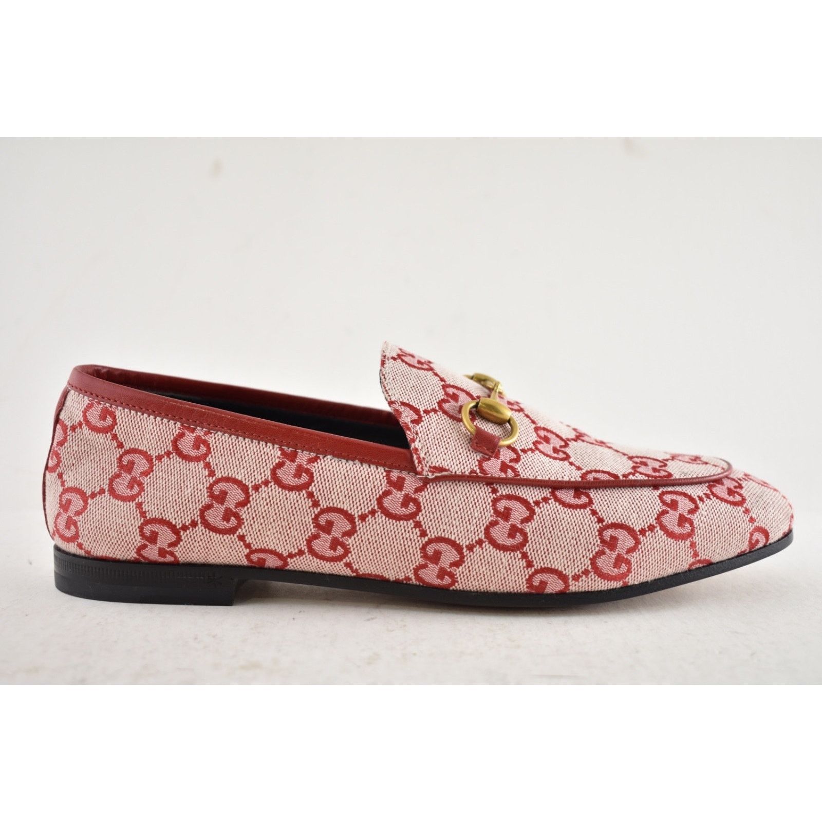 Gucci Gucci New Jordaan Hibiscus Red GG Logo Canvas Horsebit Size US 6 / IT 36 - 2 Thumbnail