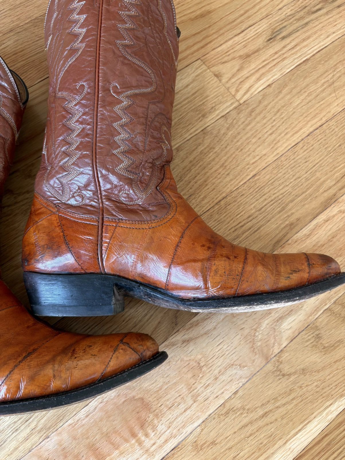 Other Montana Vintage 90s Eel Skin Cowboy Boots Tan Western 9 E Size US 9 / EU 42 - 11 Thumbnail