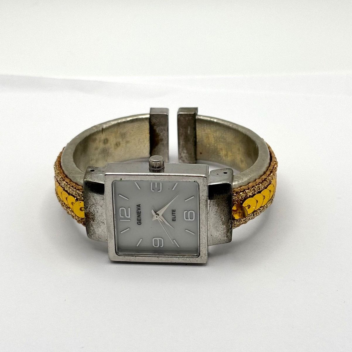 Geneva Retro Silver & Yellow Geneva Cuff Watch Size ONE SIZE - 3 Thumbnail