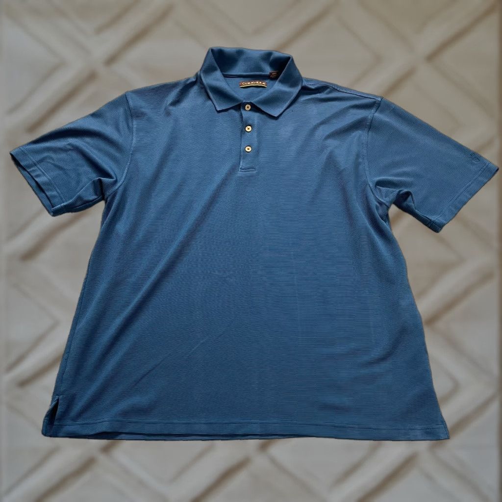 Vintage Curavera Polo Shirt 2XL Mens Solid Blue Short Sleeve Collared Active Golf Casual Size US XXL / EU 58 / 5 - 1 Thumbnail